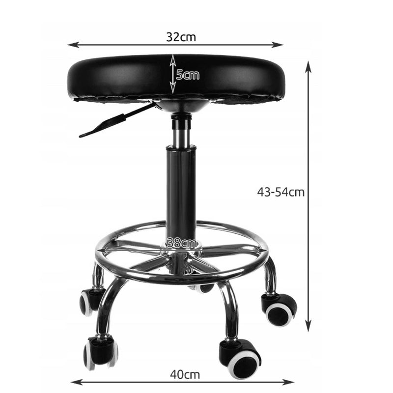 Salon Stool - Adjustable Swivel Chair with Footrest Pedicure Beauty Hairdressing