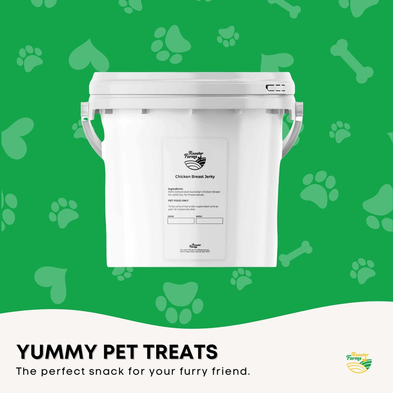 1.5Kg Dog Treat Chicken Breast Jerky Bucket - Dehydrated Australian Healthy Puppy Chew