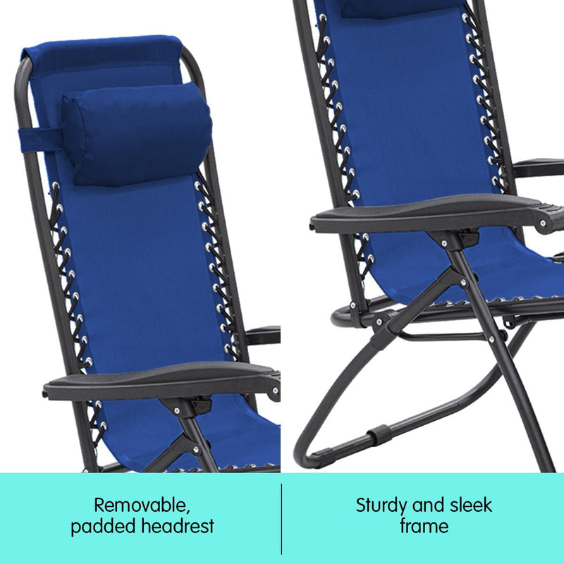 Wallaroo Zero Gravity Reclining Deck Lounge Sun Beach Chair Outdoor Folding Camping - Grey