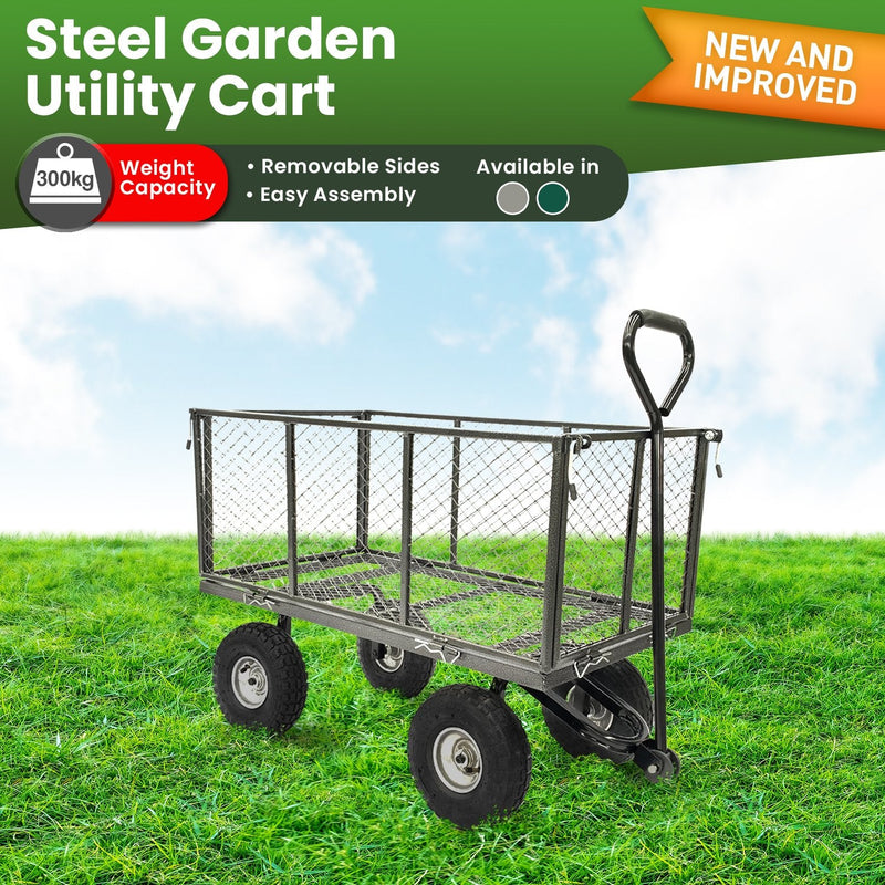Wallaroo Steel Mesh Garden Trolley Cart - Hammer Grey