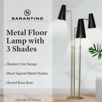 Sarantino Three Metal Shade Floor Lamp
