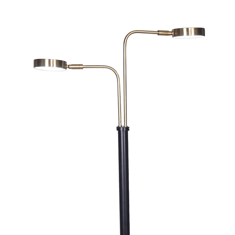 Sarantino LED Metal Floor Lamp with 2 Lights in Brushed Gold and Black Finish