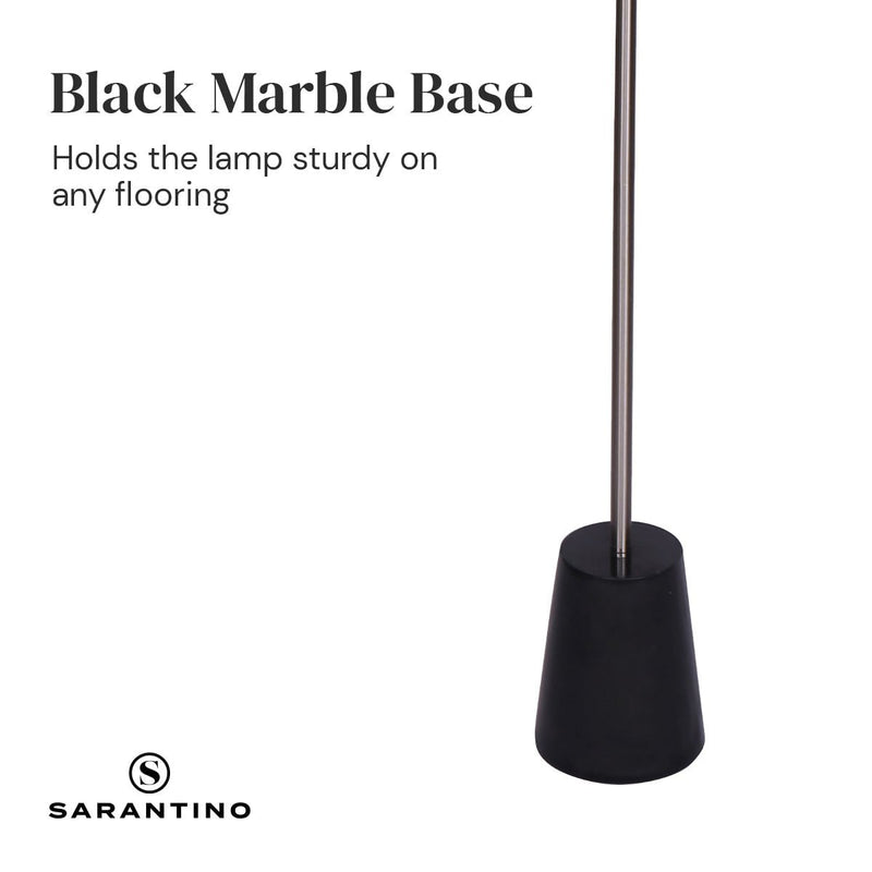 Sarantino Metal Floor Lamp Nickel Finish with Black Marble Base