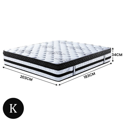 Laura Hill King Mattress Bed Size Euro Top 5 Zone Spring Foam 34cm Bedding