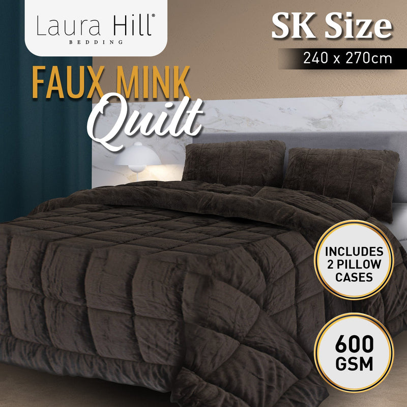 Laura Hill Faux Mink Comforter Quilt Doona Duvet 600GSM - Super King