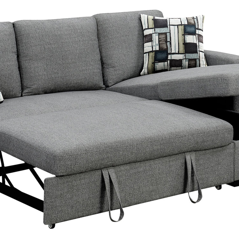 Sarantino Fontana Pullout Sofa Bed with Storage Chaise Lounge - Grey