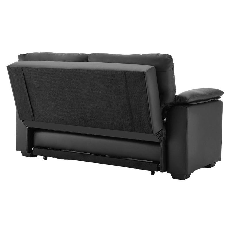 Sarantino Faux Leather Sofa Bed Couch Lounge - Black