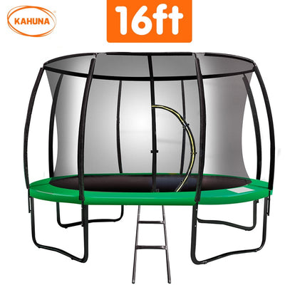 Kahuna 16ft Trampoline Free Ladder Spring Mat Net Safety Pad Cover Round Enclosure - Green