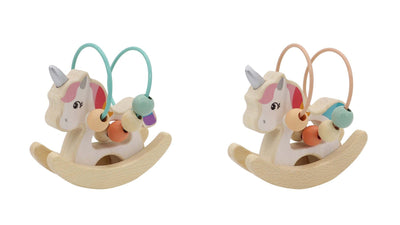 CALM & BREEZY WOODEN UNICORN ROCKER WITH BEADS IN DISPLAY BOX