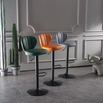 Bar Stools Kitchen Bar Stool Leather Barstools Swivel Gas Lift Counter Chairs x2 BS8405 Green
