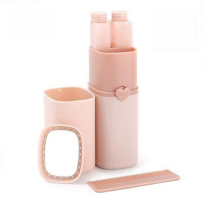 Portable Toothbrush Holder Tooth Mug Toothpaste Cup Bath Travel Box Accessories Set Pink