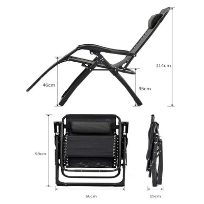 Kingsize Outdoor Folding Reclining Garden Beach Chair Sun Lounger Deck Recliner