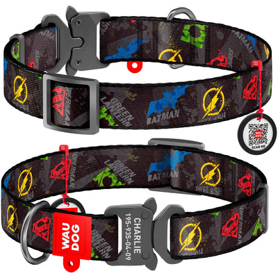 Collar Company Dog Collar Nylon - Printed with - JUSTICE LEAGUE 31-49CM