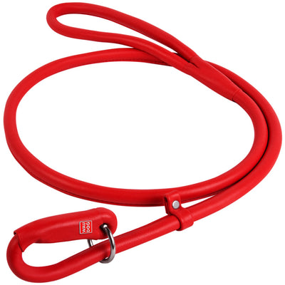 Waudog Leather Round Slip Leash W13MM-L183CM RED