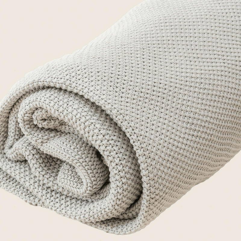 Organic Cotton Knitted Throw Blanket 180 x 230 cm