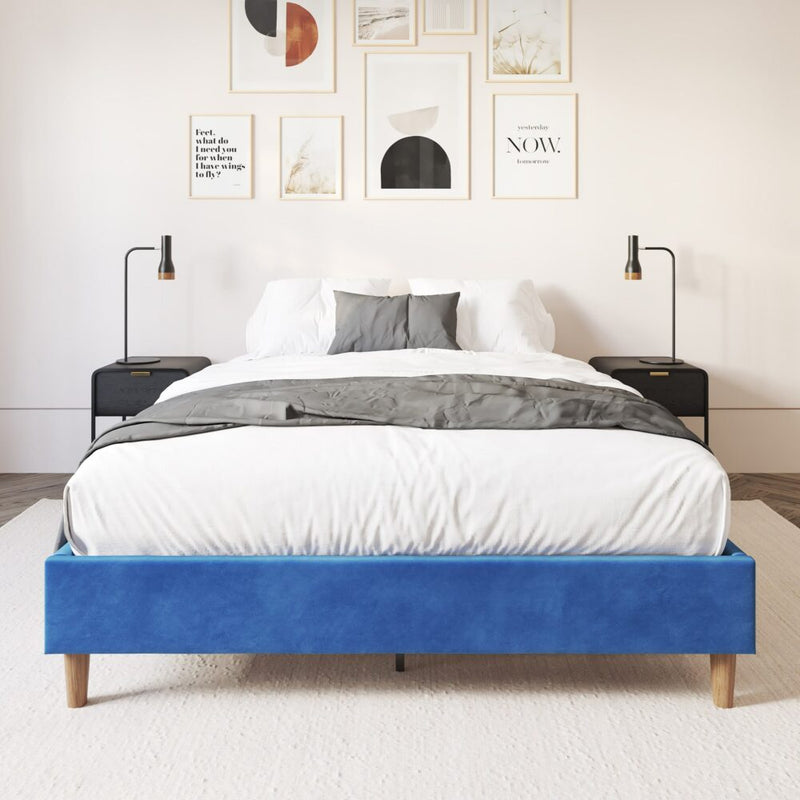 Velvet Blue Bed Frame &