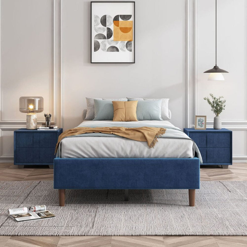 Velvet Blue Bed Frame &