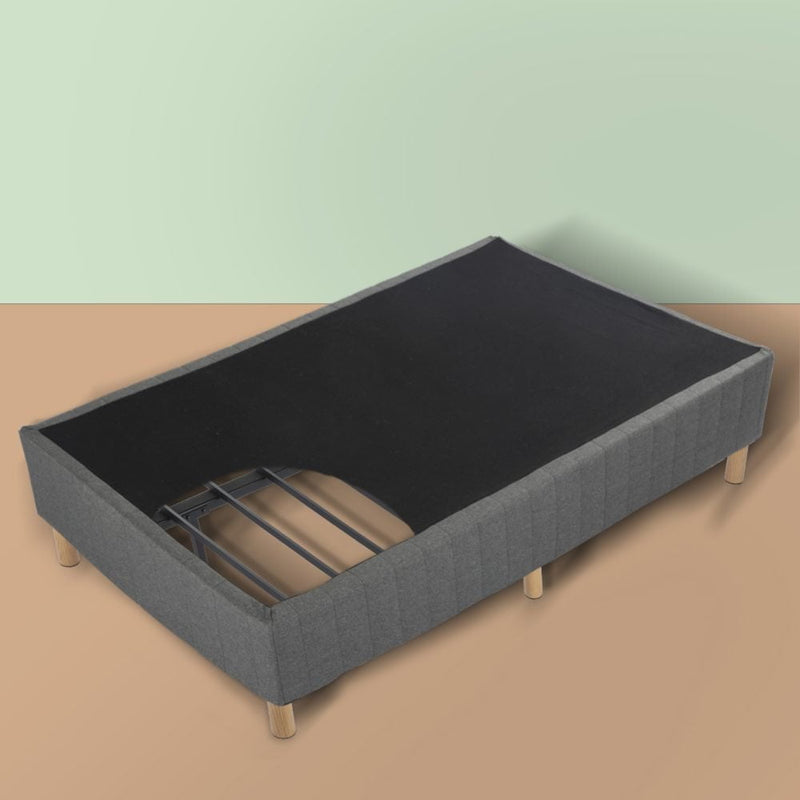 Metal Bedframe Mattress Foundation (Dark Grey) &