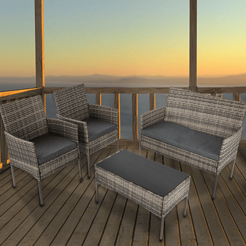 4 Seater Wicker Outdoor Lounge Set &