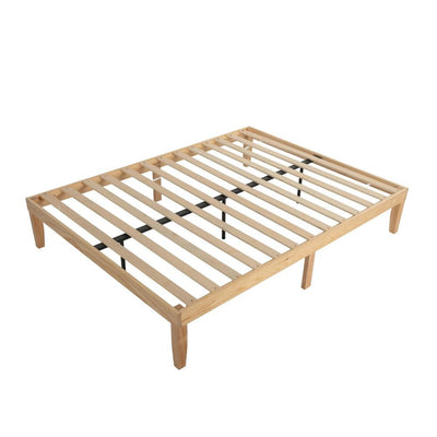 Warm Wooden Natural Bed Base Frame &#8211; Double