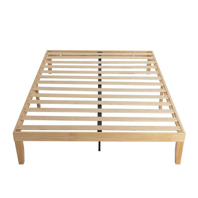Warm Wooden Natural Bed Base Frame &#8211; Double