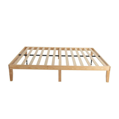 Warm Wooden Natural Bed Base Frame &#8211; Queen