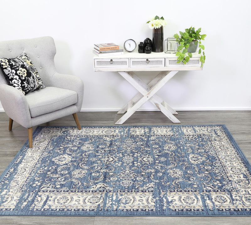 Arya Distressed Navy Blue Rug 240x330 cm