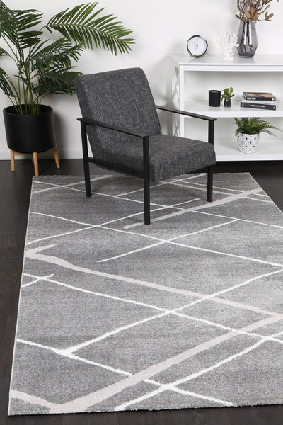 Windjana Abstract Stripe Grey Rug 240x330cm