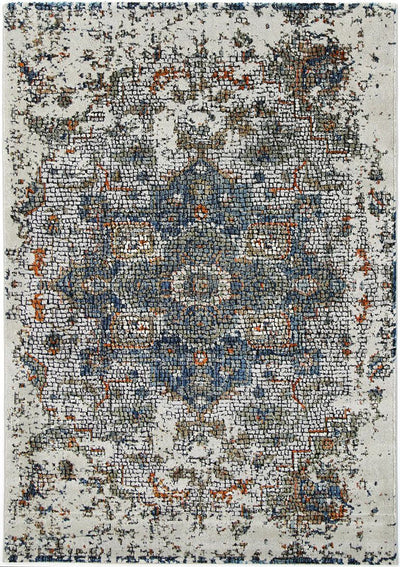 Roman Mosaic Medallion Grey Turquoise Rug 200x290 cm