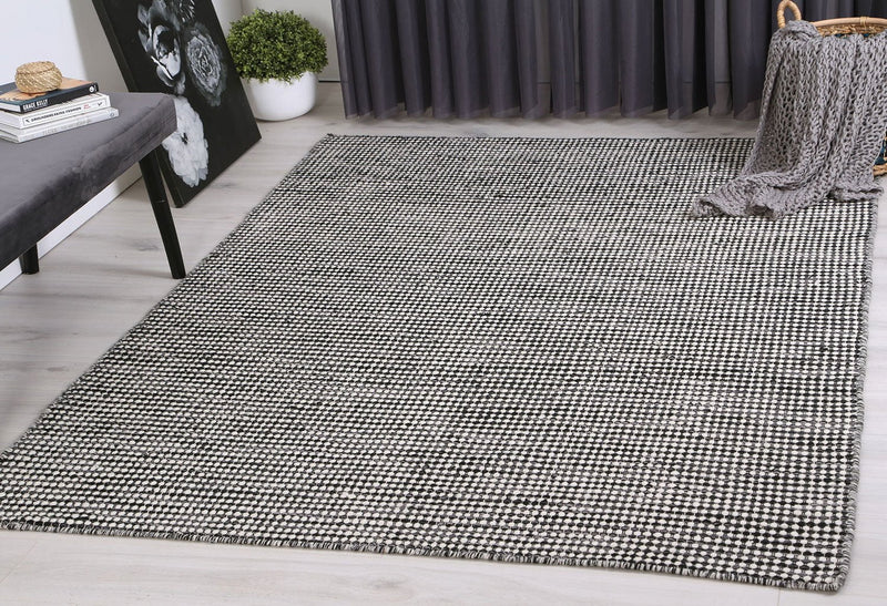 Scandi Charcoal Grey Reversible Wool Rug 200x290 cm