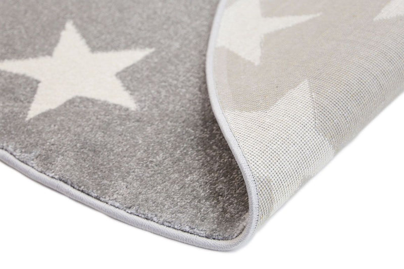 Piccolo Charcoal and White Stars Kids Rug 133x133cm Round