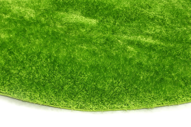 Puffy Soft Shaggy Round Rug Grass Green 160x160 cm Round