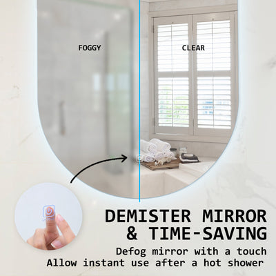 2 Set La Bella LED Wall Mirror Oval Touch Anti-Fog Makeup Decor Bathroom Vanity 50x75cm