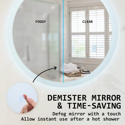2 Set La Bella LED Wall Mirror Round Touch Anti-Fog Makeup Decor Bathroom Vanity 80cm