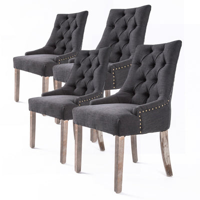 La Bella 4 Set Black (Charcoal) French Provincial Dining Chair Amour Oak Leg