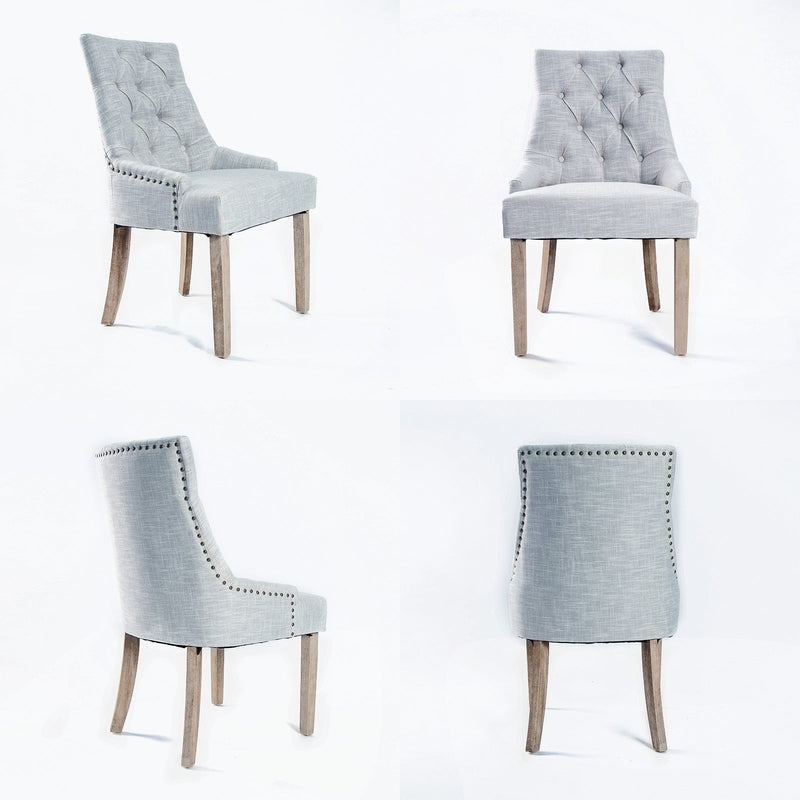 La Bella 4 Set Grey French Provincial Dining Chair Amour Oak Leg