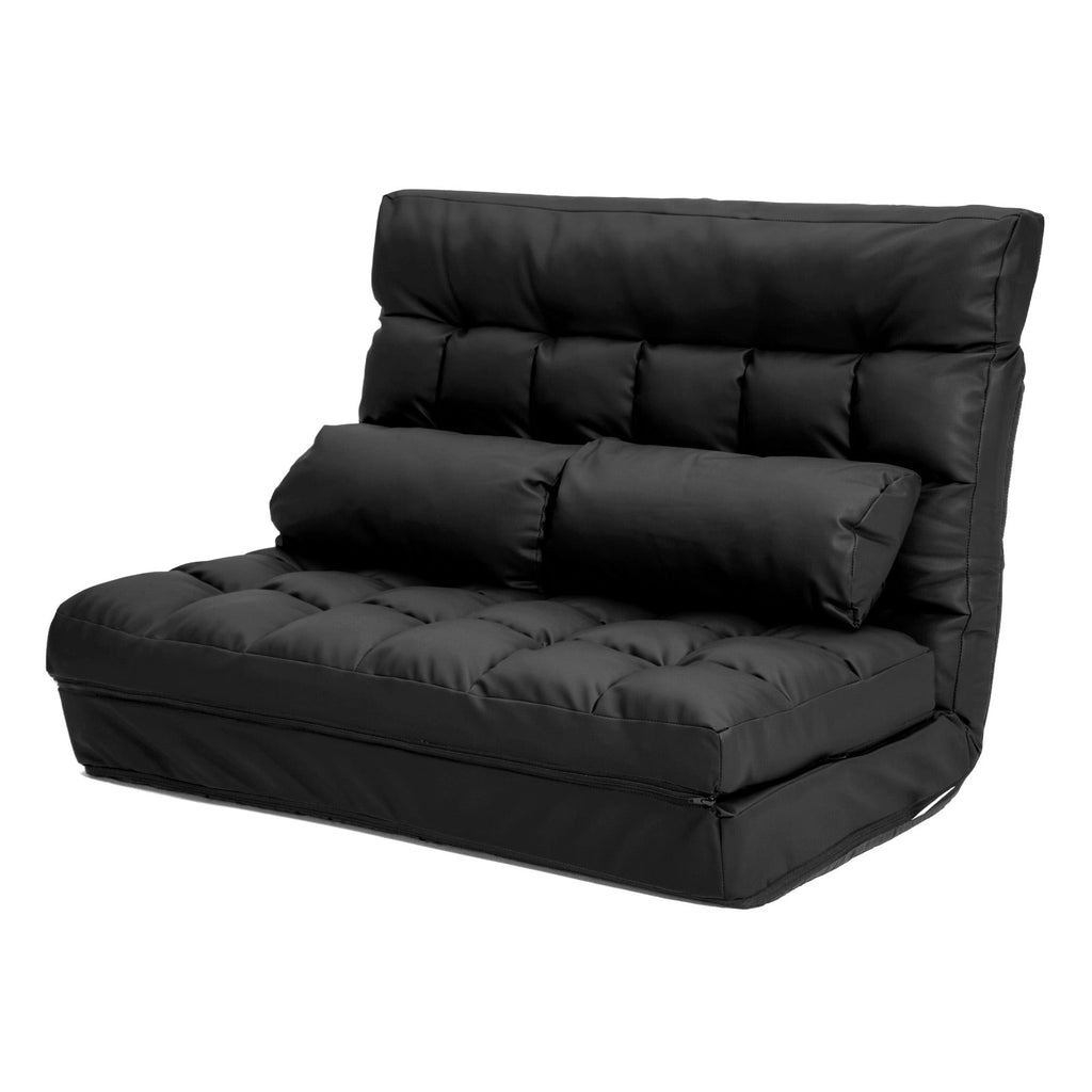 La Bella Double Seat Couch Bed Black Sofa Gemini Leather dropshipzone Australia