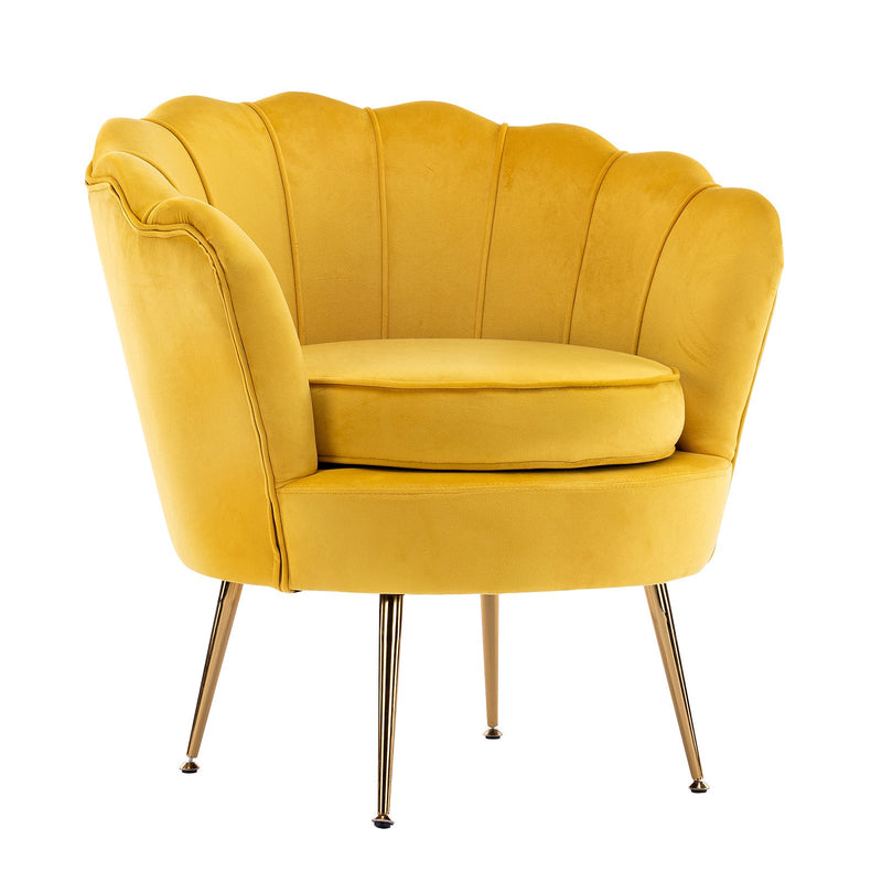 La Bella Shell Scallop Yellow Armchair Lounge Chair Accent Velvet