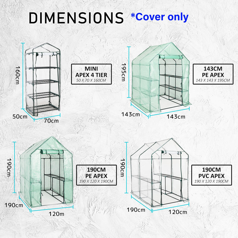 Home Ready Apex 190cm Garden Greenhouse Shed PVC Cover Only