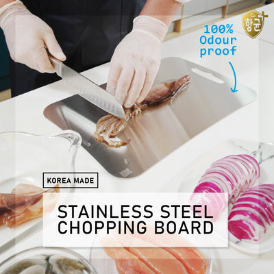 MOM'S STEEL Combo Medium Stainless Steel Chopping Cutting Board + Chopping Boards Holder