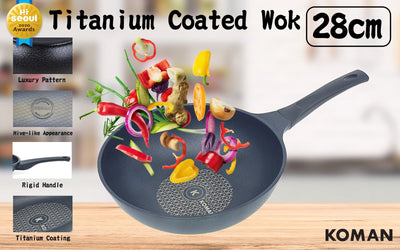 KOMAN 28cm Titanium Coating Wok Pan Non-Stick