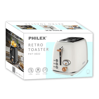 PHILEX 2-Slice White Toaster Bread Reheat Retro