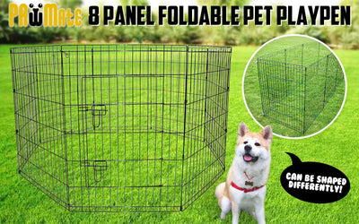 Paw Mate Pet Playpen 8 Panel 36in Foldable Dog Cage + Cover