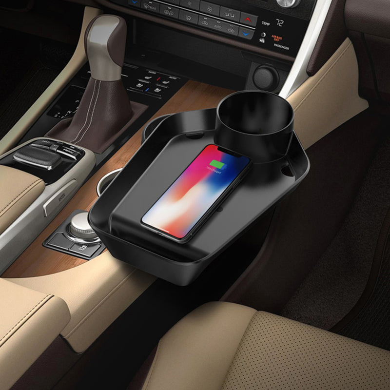 Kustom 10W Car Cup Holder Extension Fast Wireless Charger Tray