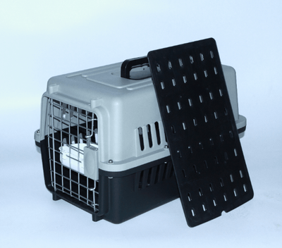 Small Dog Cat Crate Pet Airline Carrier Cage With Bowl and Tray-Black