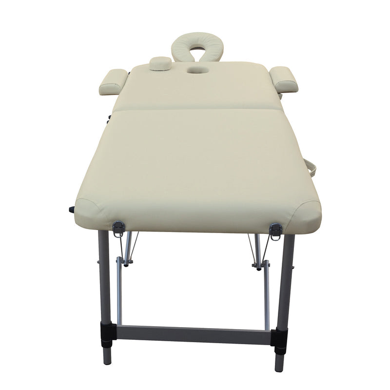 2 Fold Portable Aluminium Massage Table Massage Bed Beauty Therapy Beige
