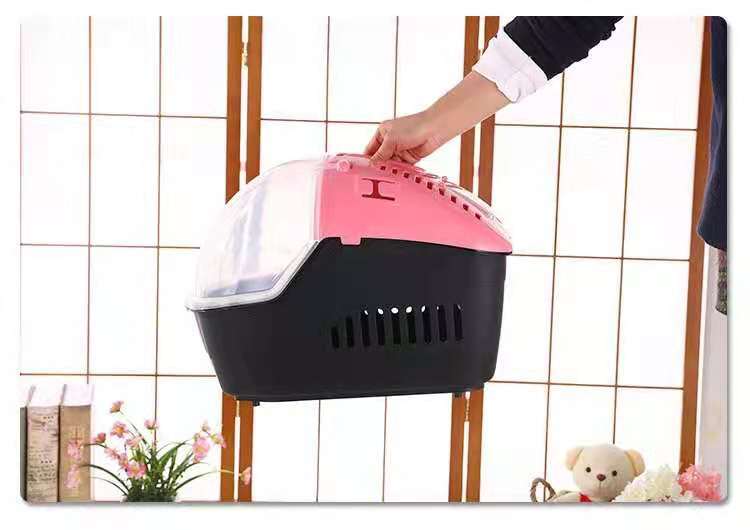 Medium Portable Travel Dog Cat Crate Pet Carrier Cage Comfort With Mat-Pink
