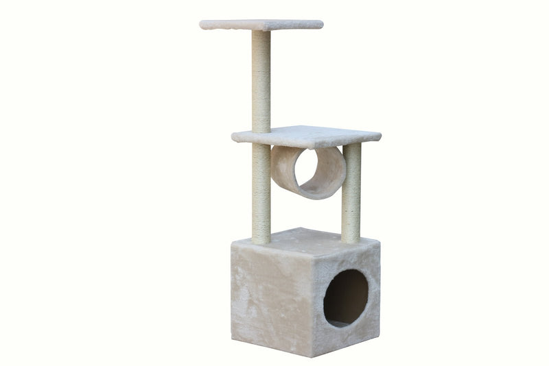 112 cm Beige Cat Kitten Scratching Post Tree Scratcher Pole