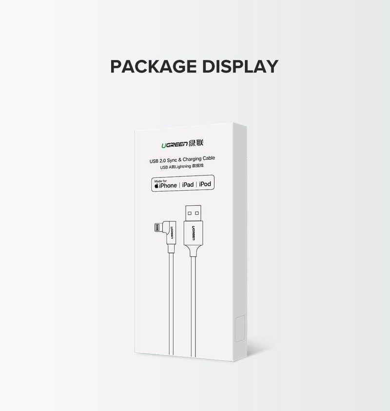 UGREEN 60521 USB-A to 8-pin 90 Degree Angel Cable 1M