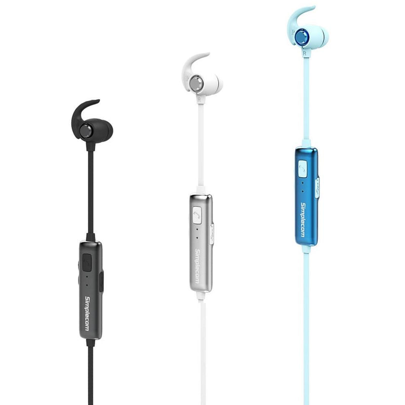 Simplecom BH310 Metal In-Ear Sports Bluetooth Stereo Headphones White - Payday Deals